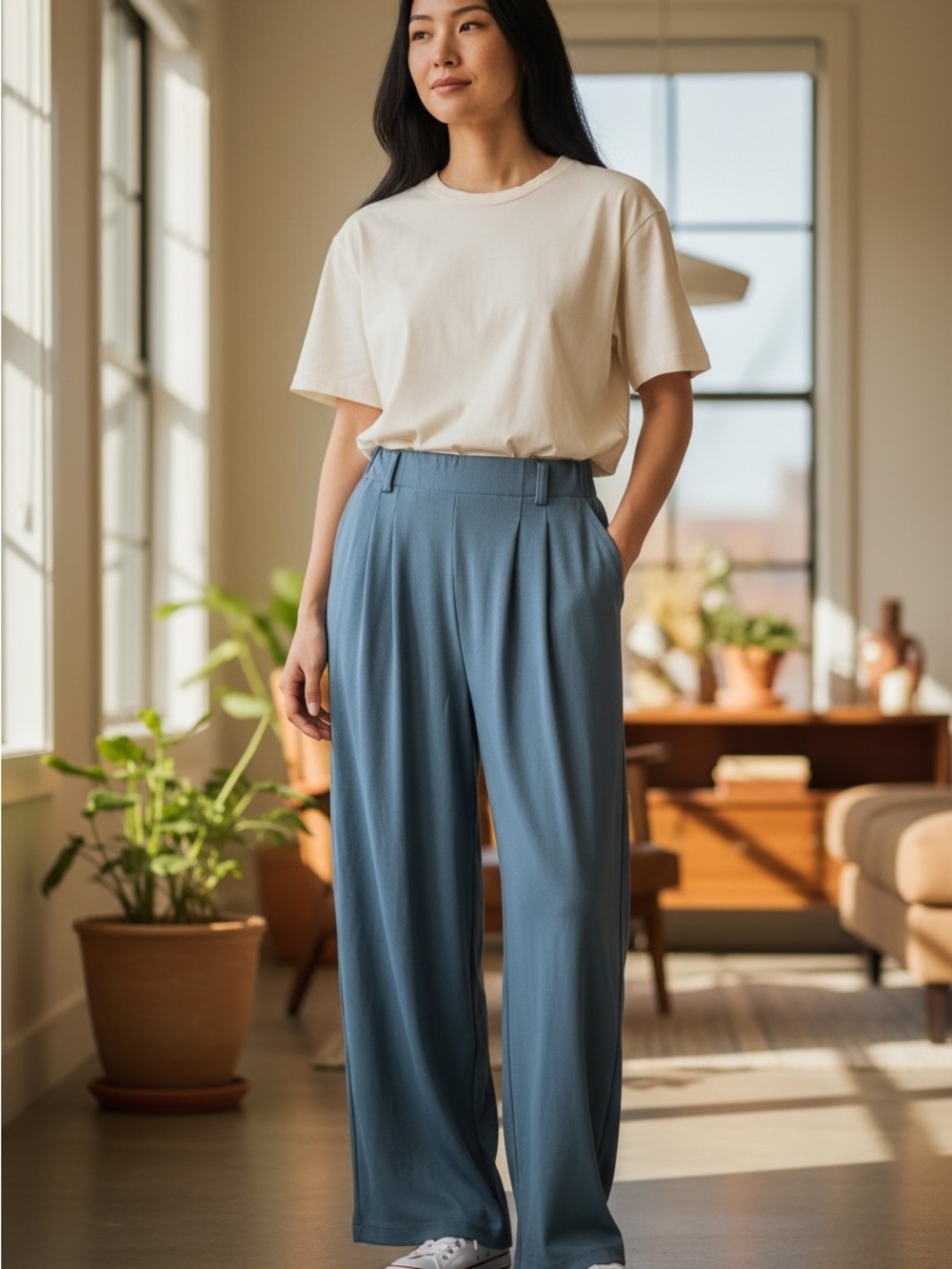 Halara Waffle Wide Leg Work Pants XS Petite NWOT